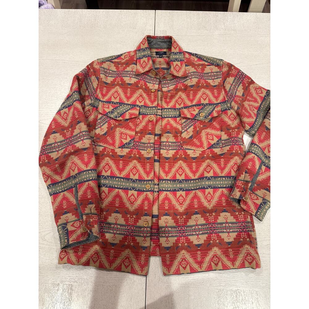 Vintage J. Crew Aztec Southwestern Western Jaquard Shirt Jacket Men's Sz Small